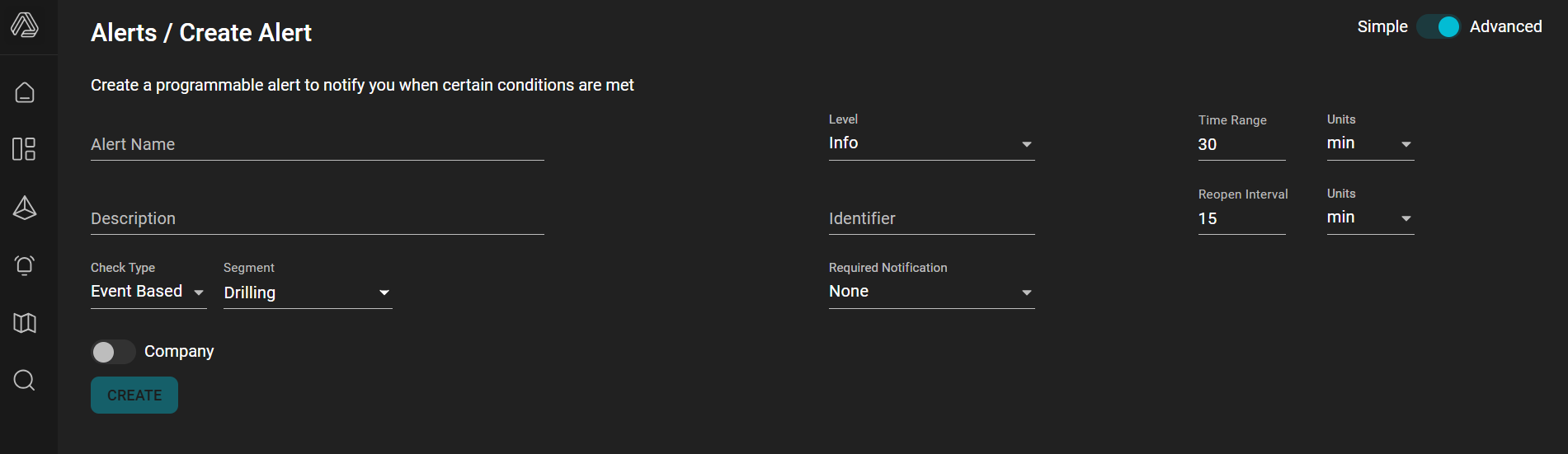 Event Based Alert Definition UI