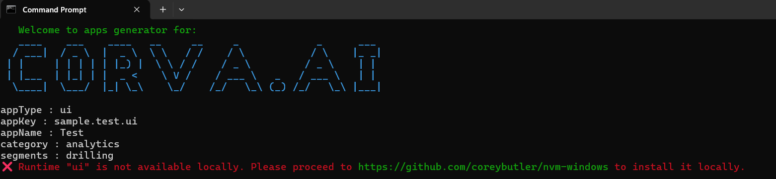 Runtime 'ui' is not available